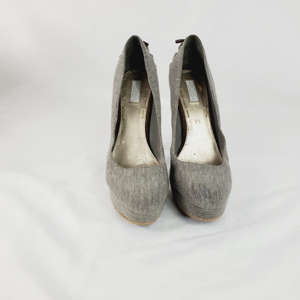 RACHEL ROY Gray fabric brown lace up platform  pumps size 9